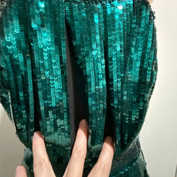 9) Karen Millen Christmas Event Whimsigoth Bling Pleated Sequin Maxi Dress 4/6 - Picture 6 of 12